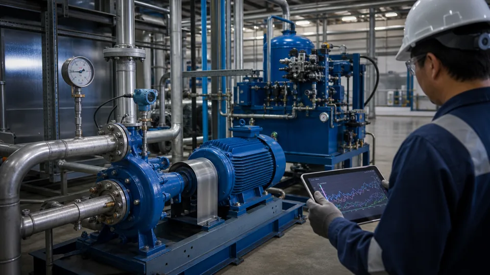 Mechanical pressure gauge and transmitter mounted near a pump discharge line for predictive maintenance
