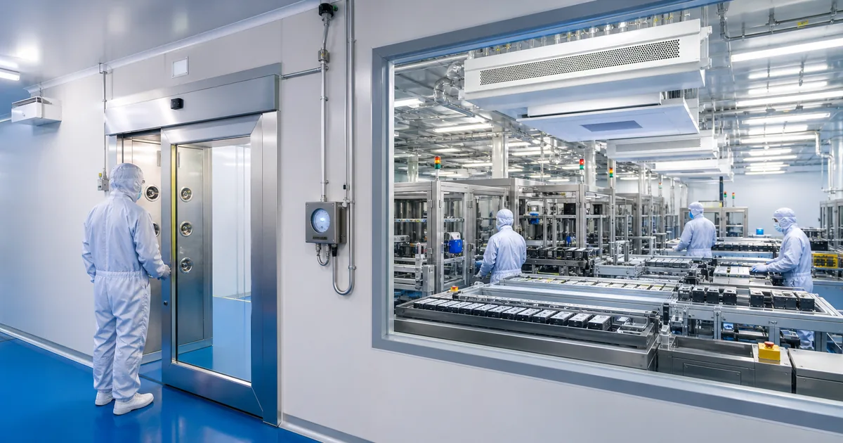 Battery dry room differential pressure monitoring in lithium-ion cell manufacturing