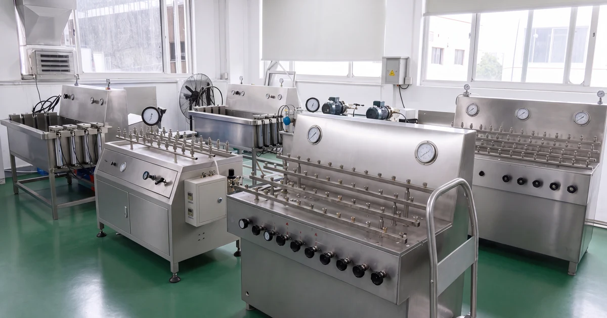 Bancos de prueba y calibración de manómetros en un taller de fabricación