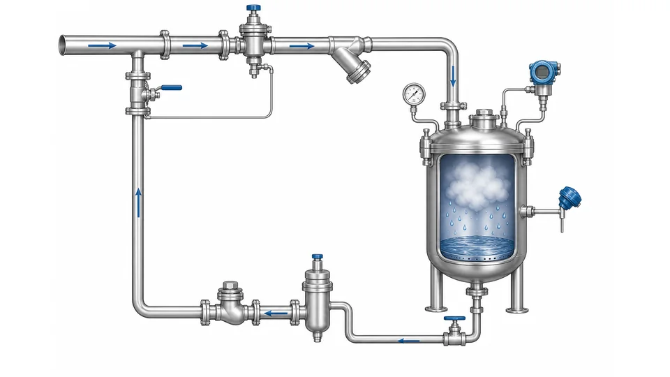 Clean steam SIP pressure monitoring points schematic