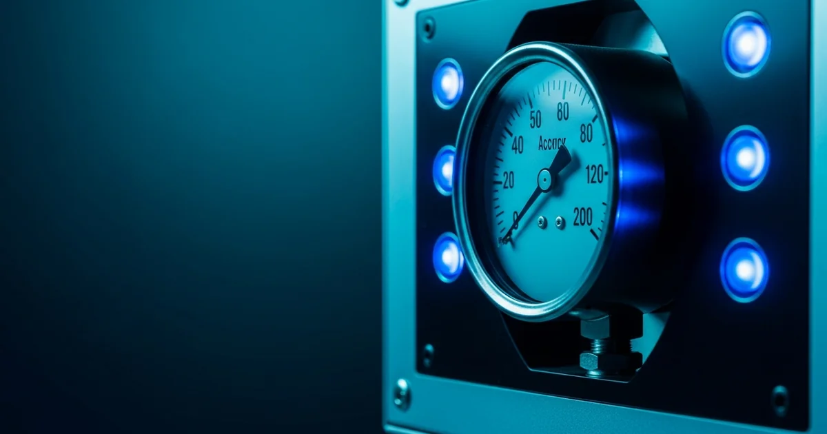 Precision mechanical pressure gauge showing accuracy class marking on dial