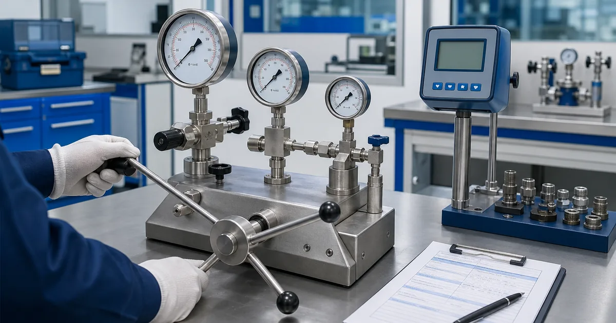 Banco FAT de manómetros con bomba de calibración