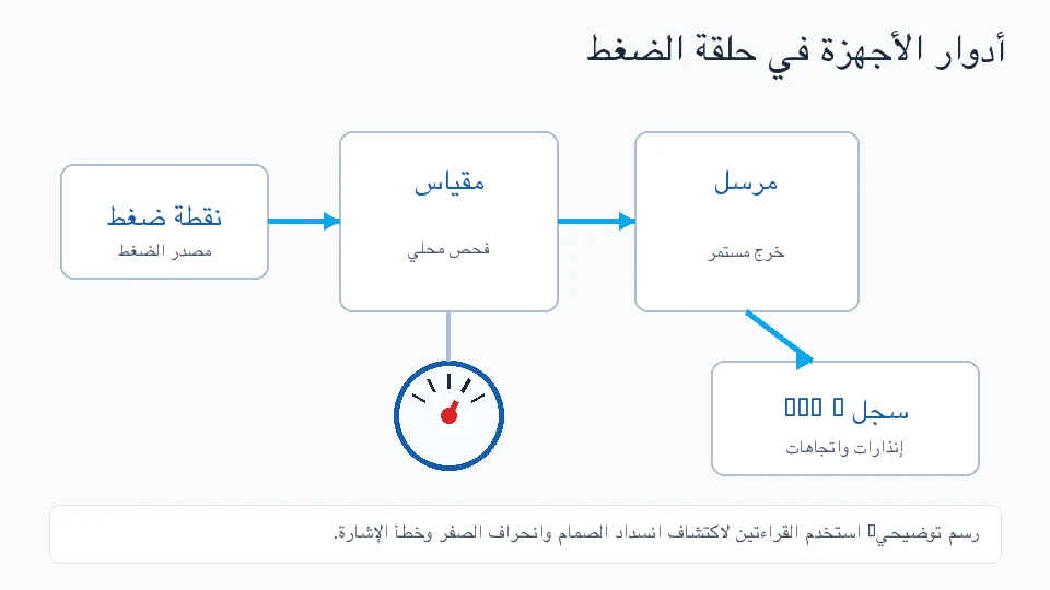 رسم حلقة ضغط مع مقياس ومرسل